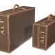 SET OF TWO: A PERSONALIZED BROWN MONOGRAM CANVAS HARDSIDED SHOE CASE & ALZER 80 - photo 1