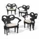 A SET OF FOUR EBONIZED FIVE-LEGGED "ZEUS" ARMCHAIRS - photo 1