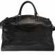 A BLACK ALLIGATOR DUFFLE BAG WITH SILVER HARDWARE - фото 1
