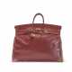 A PERSONALIZED ROUGE H CALF BOX LEATHER HAC BIRKIN 55 WITH GOLD HARDWARE - фото 1