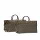 A PAIR OF DARK GREEN & BROWN MONOGRAM CANVAS ROLLING DUFFLE BAGS WITH SILVER HARDWARE - photo 1