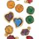 GROUP OF GLASS AND RESIN CUFFLINKS, ONE PAIR BY YVES SAINT LAURENT - Foto 1