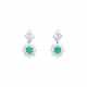 Earrings with emerald and diamonds of total ca. 0,6 ct, - photo 1