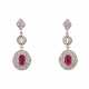 Pair of earrings with rubies and diamonds - photo 1