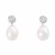 Pair of stud earrings with pearls and diamonds - photo 1