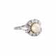 Ring with pearl and diamonds together ca. 1,2 ct, - Foto 1