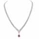 Necklace with ruby and diamonds together ca. 1,2 ct, - фото 1