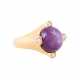 Ring with purple star sapphire and 4 diamonds total ca. 0,1 ct, - photo 1