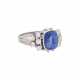 Ring with sapphire ca. 3,9 ct and 10 brilliant cut diamonds total ca. 0,45 ct, - photo 1