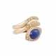 Ring with sapphire cabochon and diamonds - photo 1