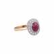 Ring with ruby cabochon and diamonds - фото 1