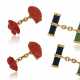 NO RESERVE | TRIANON TWO PAIRS OF CORAL AND SHAGREEN CUFFLINKS - Foto 1