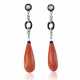 NO RESERVE | ART DECO CORAL, MULTI-GEM AND DIAMOND EARRINGS - photo 1