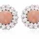 NO RESERVE | CORAL, ROSE QUARTZ AND DIAMOND EARRINGS - фото 1