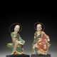 A PAIR OF POLYCHROME AND GILT-DECORATED STUCCO FIGURES OF LUOHAN - фото 1