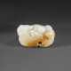 A SMALL WHITE AND RUSSET JADE `SQUIRREL AND GRAPES` PENDANT - photo 1