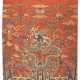 A LARGE RED-GROUND BROCADE `DRAGON` PANEL - фото 1