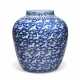 A LARGE BLUE AND WHITE REVERSE-DECORATED `CRANES` JAR - photo 1