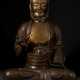 A RARE LACQUERED AND PARCEL GILT WOOD FIGURE OF A SEATED ASCETIC - photo 1