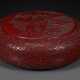 A LARGE CARVED RED LACQUER `EIGHT DAOIST IMMORTALS` CIRCULAR BOX AND COVER - photo 1