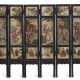 A ZITAN EIGHT-PANEL SCREEN WITH PAINTED STONE INSETS - фото 1