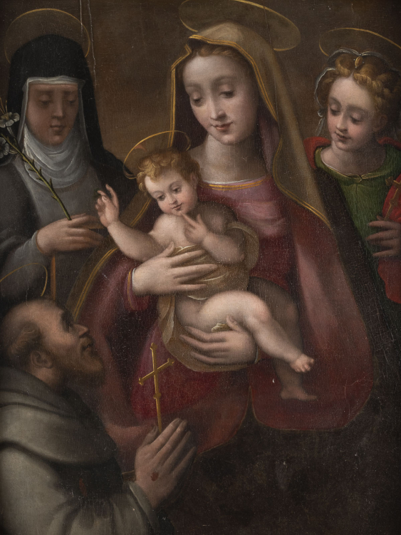 NICCOLÓ DI GIOVANNI DEL BRIGLIAIO HEILIGE FAMILIE MIT JUNGFRAU, KIND