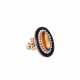 Ring with oval citrine, akoya beads and onyx, - photo 1