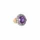 Ring with oval amethyst entouraged by round fac. Rock crystal, - photo 1