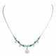 Floral necklace with 6 emerald drops and diamonds total ca. 1,1 ct, - фото 1