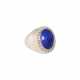 Ring with oval lapis lazuli and diamonds of total approx. 0.24 ct, - фото 1