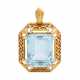 Clip pendant with blue topaz of ca. 44 ct and 8 small diamonds, - photo 1