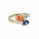Ring with sapphire, mandarin garnet and diamonds - фото 1