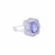 Ring with oval tanzanite surrounded by diamonds of total approx. 1.3 ct, - фото 1