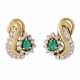 Ear clip studs with emerald drops - Foto 1