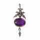 Pendant with amethyst and diamond roses, - фото 1