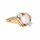 CHRISTIAN BAUER Vintage pearl ring with 2 old cut diamonds together ca. 0,4 ct, - photo 1
