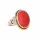 Ring with sardegna colored precious coral and 4 diamond roses, - фото 1