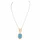 Pearl necklace with aquamarine pendant, - фото 1