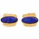 Pair of cufflinks with engraved lapis lazuli bochons, - photo 1