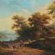 Maler des 19. Jh. ''Ideallandschaft'', Darstellung mit Bäumen und Blick auf den See - Foto 1