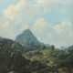 Landschaftsmaler des 19. Jh. ''Bewaldete Landschaft mit Blick auf einen Berg'', im Vordergrund Figurenstaffage auf einem hügeligen Feldweg - Foto 1