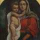 Maler des 19. Jh. ''Madonna mit Kind'', Frontaldarstellung der Maria mit dem Jesusknaben zu ihrer Rechten - photo 1