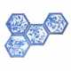 A SET OF FOUR BLUE AND WHITE HEXAGONAL TILES - фото 1