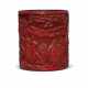 A CARVED RED LACQUER BRUSH POT - photo 1