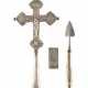 A SILVER CRUCIFIX, A METAL HOLY LANCE AND A SILVER LITUR - photo 1