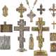 A HALF OF AN ENCOLPION CROSS, SIX CRUCIFIXES AND SIX BRA - photo 1
