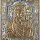 A LARGE AND ENAMEL BRASS ICON SHOWING THE MOTHER OF GOD - Foto 1