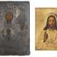 TWO ICONS SHOWING CHRIST PANTOKRATOR WITH OKLAD AND THE MOT - photo 1