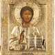 AN ICON SHOWING CHRIST PANTOKRATOR WITH A SILVER-GILT OKLAD - photo 1