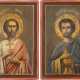 TWO ICONS SHOWING MARTYR SAINTS (COSMAS AND DAMIAN?) Russia - photo 1